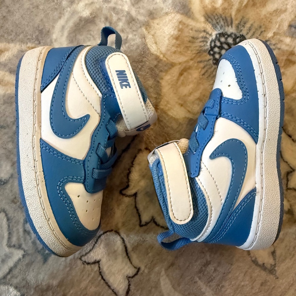 Nike Court Borough Mid 2 Toddler 6C White University Blue CD7784-123 Sneaker